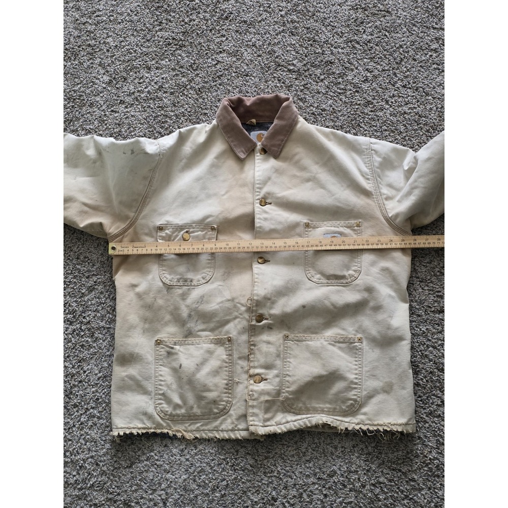 Vintage Carhartt Faded Brown Chore Jacket Size L Blanket Lined - Picture 5 of 13